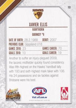 2011 Select AFL Champions #101 Xavier Ellis Back